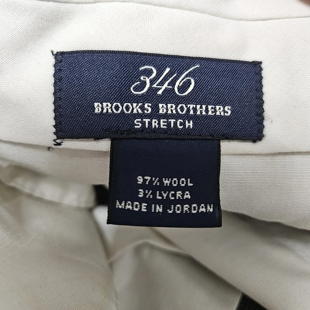 Brooks Brothers Suit Men 46L Brown 346‎ Stretch Houndstooth 2-Button Pleat 37x30